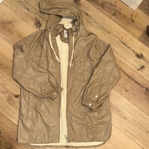 Tan Hooded Leather Jacket
